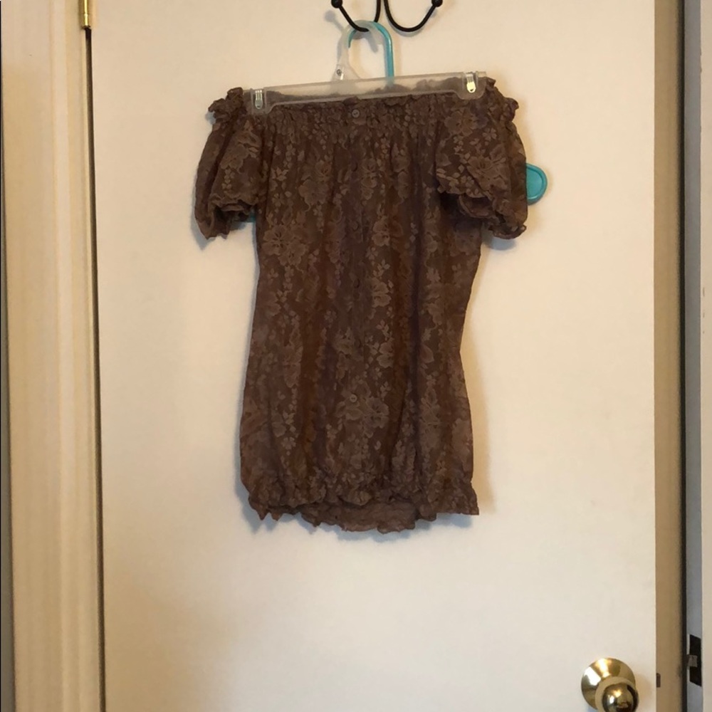 Tan lace see thru top
